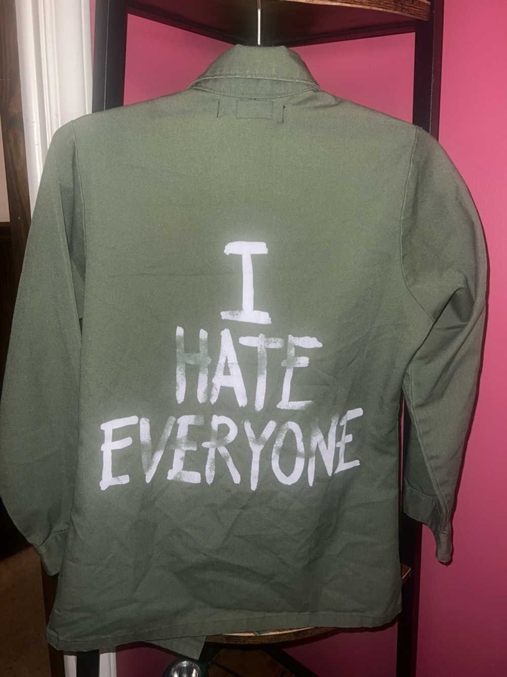 Jac Vanek Olive Green Jacket with Colorful Spearhead Patch